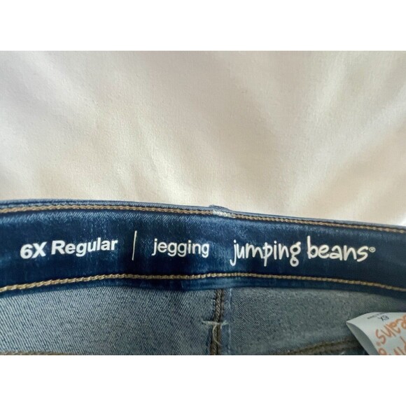 Jumping Beans Denim Jeggings Snaps adjustable Waistband Raw Hem Girls SZ 6X New - Picture 9 of 13